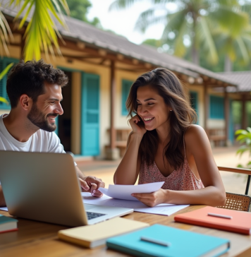 Budget 15 jours à la Réunion : combien prévoir pour un séjour réussi ? Couple discutant budget voyage à La Réunion en plein air