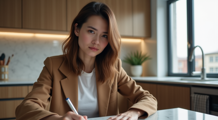 Jeune femme remplissant son passeport pour voyager