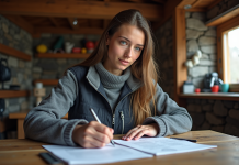 Diplôme pour devenir gardien de refuge : les formations à suivre Jeune femme en plein effort de rédaction en refuge alpin