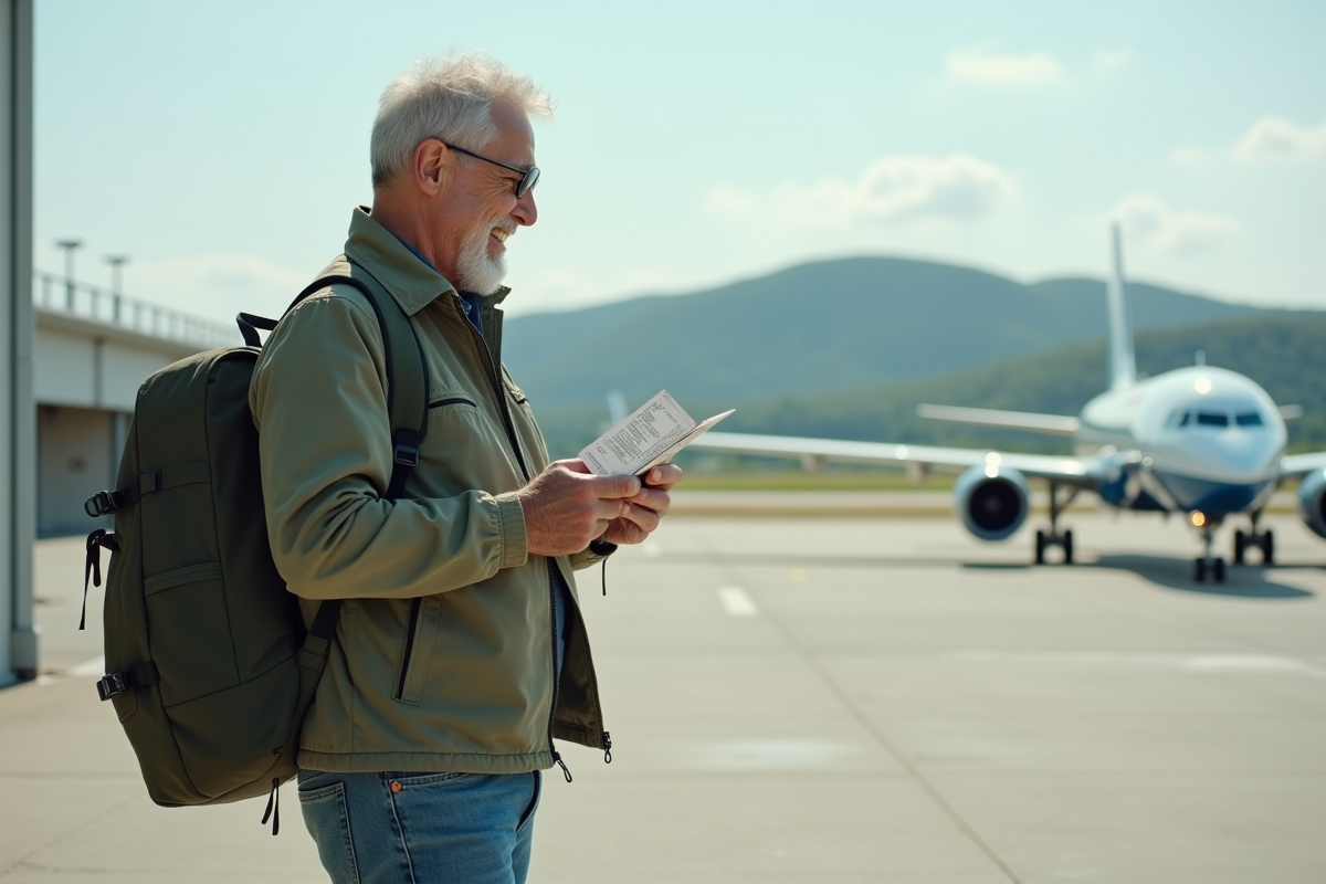 Homme vérifiant son billet à l