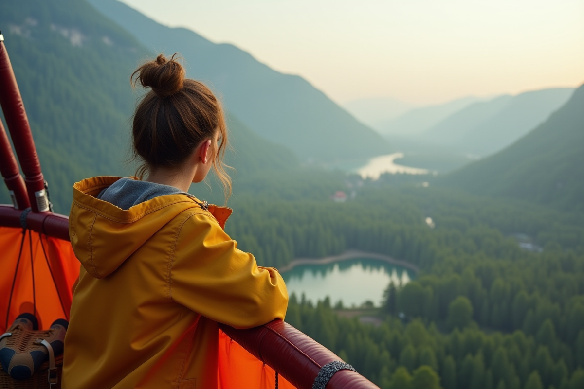 Jeune femme regardant par la bordure d