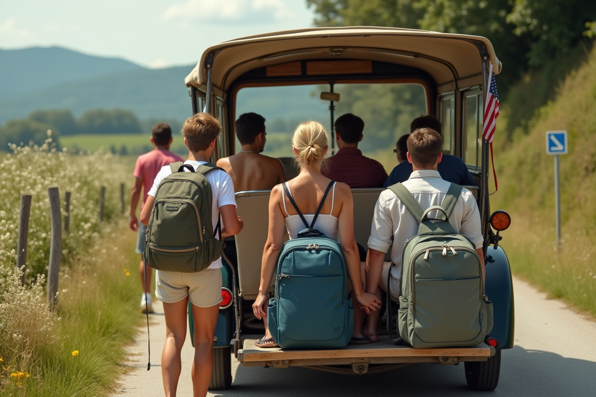 Jeunes touristes en été dans la campagne française