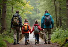 Groupe divers en randonnée dans un parc national verdoyant