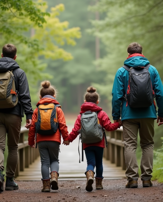 Groupe divers en randonnée dans un parc national verdoyant