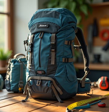 Volume sac à dos : Comment connaître la capacité d’un sac à dos ? Sac a dos de randonnee spacieux sur une table en bois